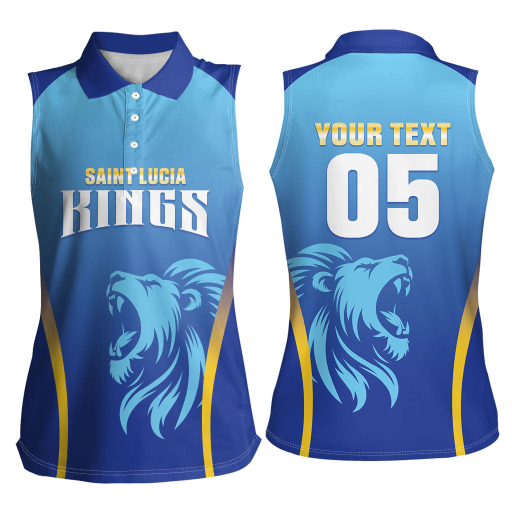 Custom Saint Lucia 2026 Cricket Women Sleeveless Polo Shirt Kings Never Fall
