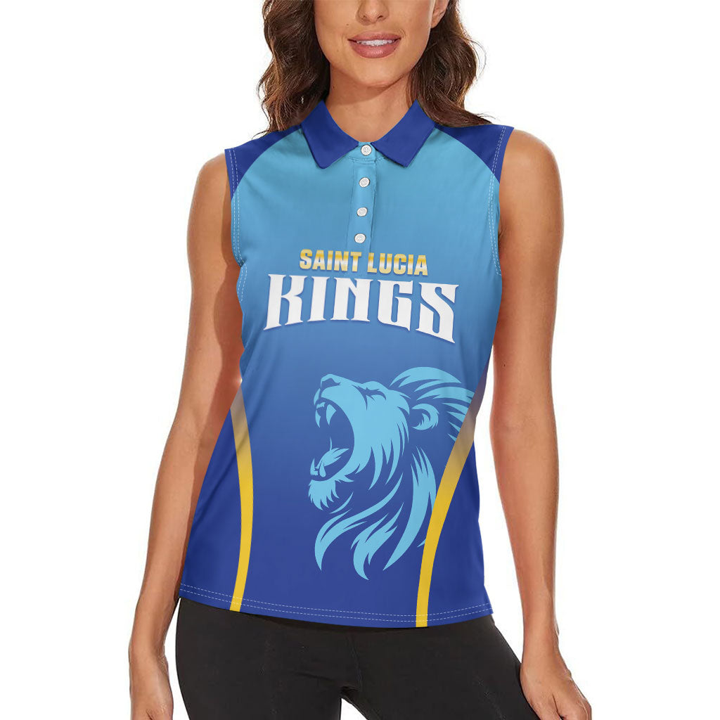 Custom Saint Lucia 2026 Cricket Women Sleeveless Polo Shirt Kings Never Fall