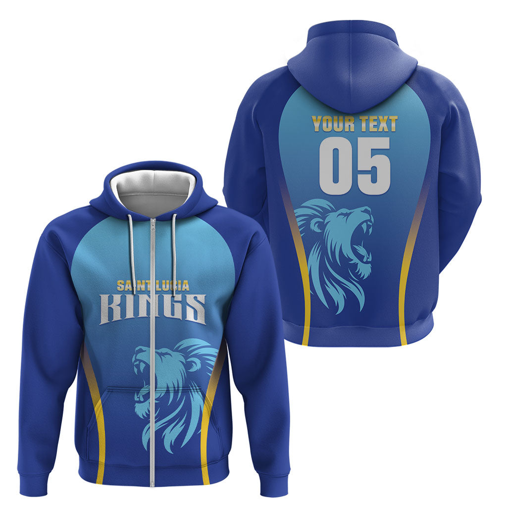 Custom Saint Lucia 2026 Cricket Zip Hoodie Kings Never Fall
