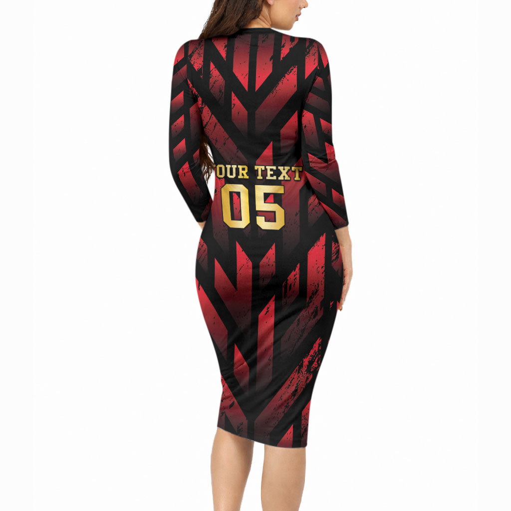 Custom Trinbago 2026 Cricket Long Sleeve Bodycon Dress Ride To Victory