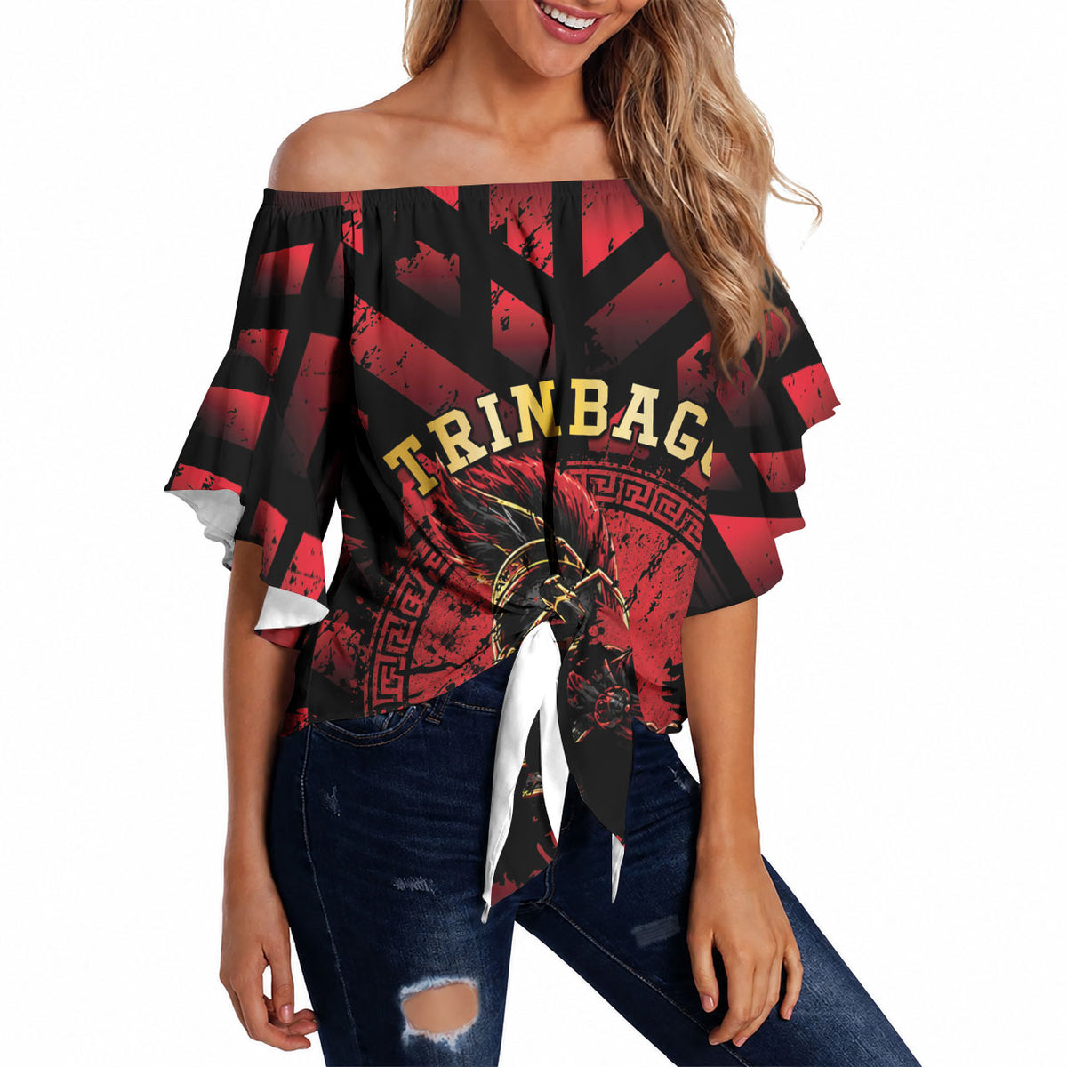 Custom Trinbago 2026 Cricket Off Shoulder Wrap Waist Top Ride To Victory