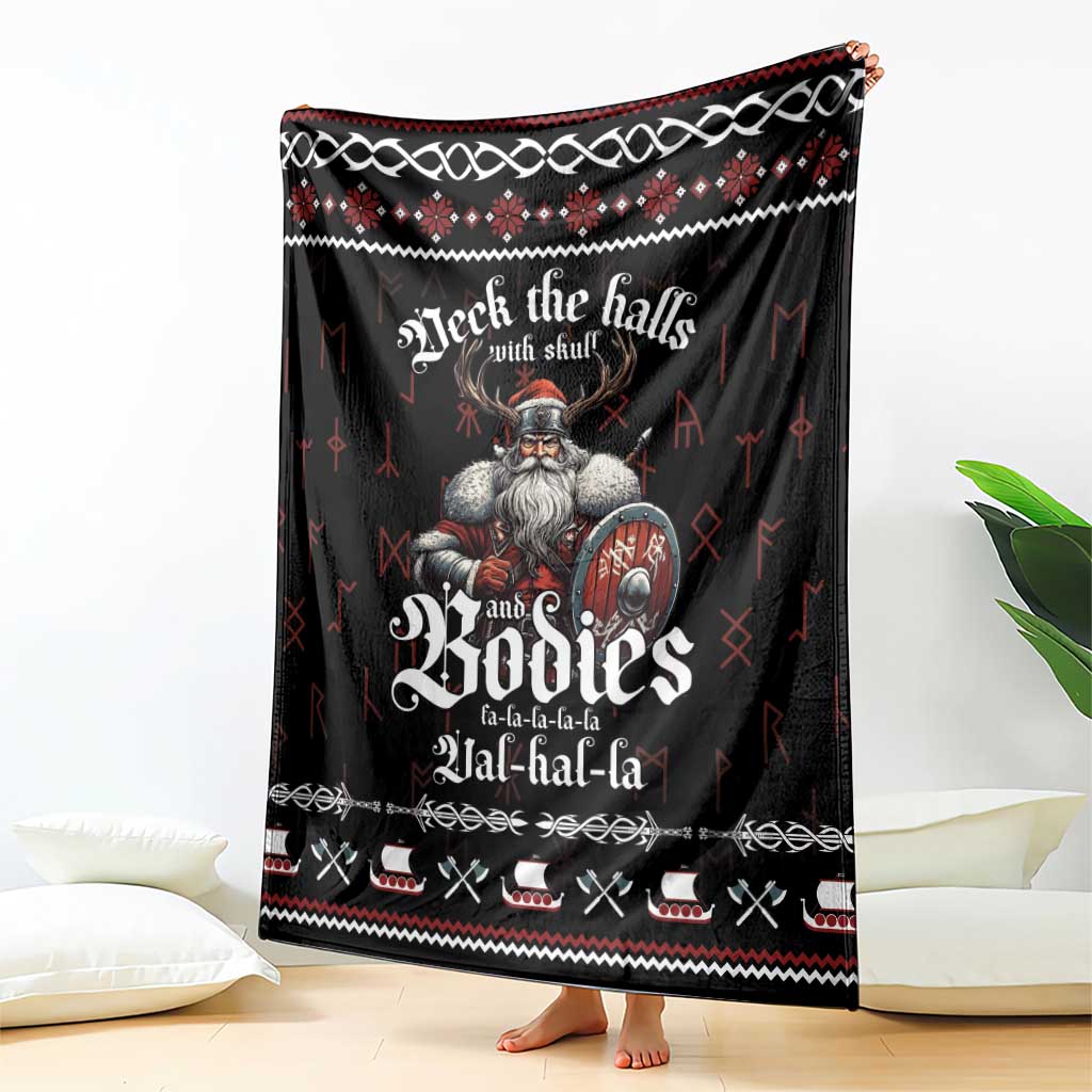 Funny Vikings Christmas Blanket Falalalala Valhalla