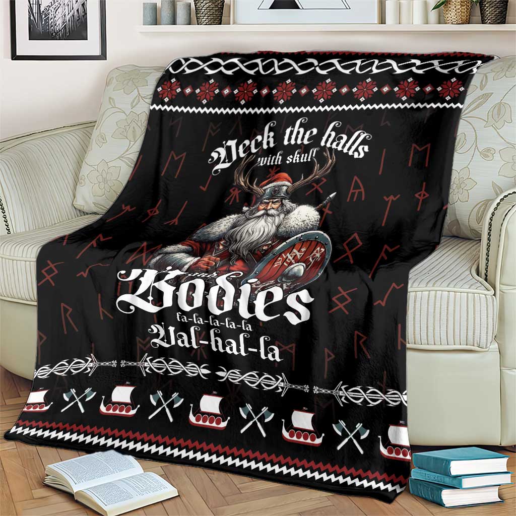 Funny Vikings Christmas Blanket Falalalala Valhalla