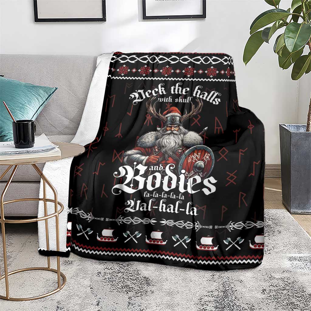 Funny Vikings Christmas Blanket Falalalala Valhalla