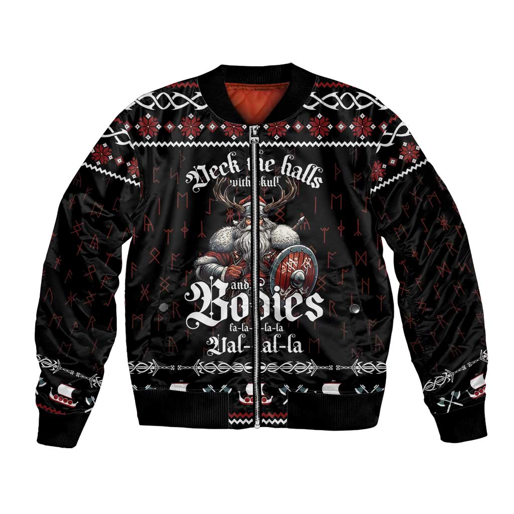 Funny Vikings Christmas Bomber Jacket Falalalala Valhalla LT05 - Wonder Print Shop