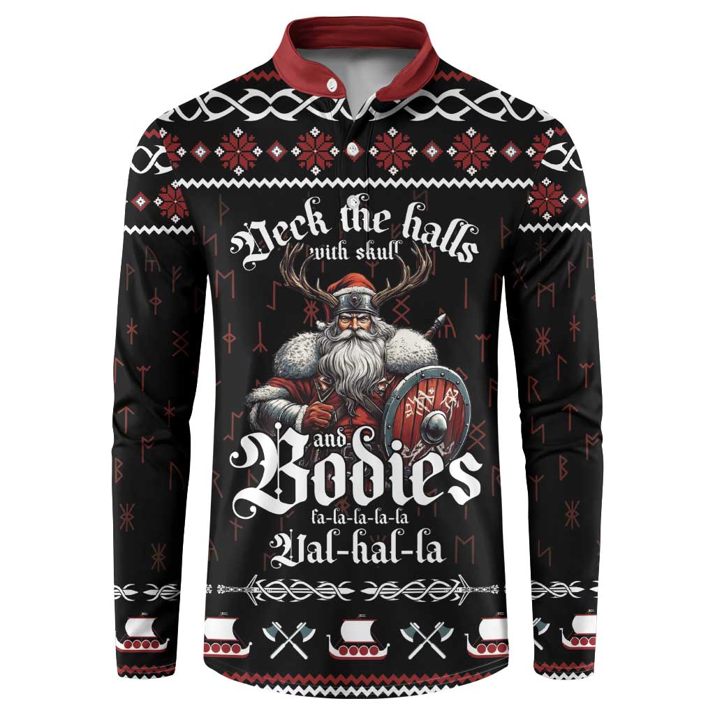 Funny Vikings Christmas Button Sweatshirt Falalalala Valhalla LT05 - Wonder Print Shop
