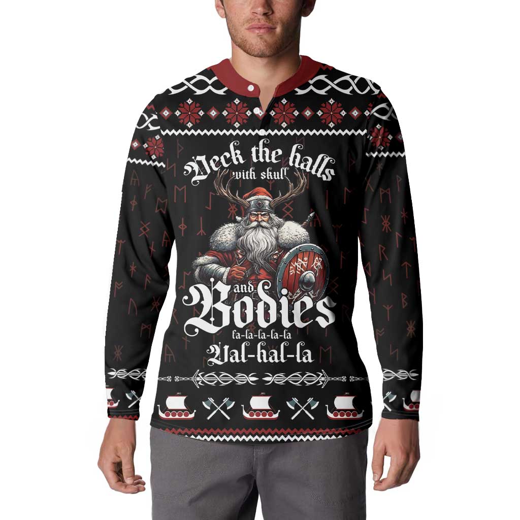 Funny Vikings Christmas Button Sweatshirt Falalalala Valhalla LT05 - Wonder Print Shop