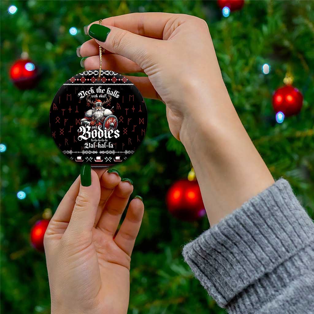 Funny Viking Christmas Ceramic Ornament Falalalala Valhalla LT05 - Wonder Print Shop