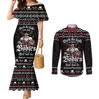 Funny Vikings Christmas Couples Matching Mermaid Dress and Long Sleeve Button Shirt Falalalala Valhalla