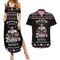 Funny Vikings Christmas Couples Matching Summer Maxi Dress and Hawaiian Shirt Falalalala Valhalla LT05 - Wonder Print Shop