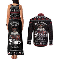 Funny Vikings Christmas Couples Matching Tank Maxi Dress and Long Sleeve Button Shirt Falalalala Valhalla LT05 - Wonder Print Shop