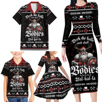 Funny Vikings Christmas Family Matching Long Sleeve Bodycon Dress and Hawaiian Shirt Falalalala Valhalla LT05 - Wonder Print Shop