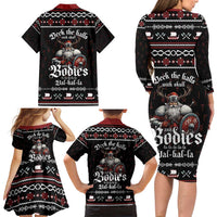 Funny Vikings Christmas Family Matching Long Sleeve Bodycon Dress and Hawaiian Shirt Falalalala Valhalla LT05 - Wonder Print Shop