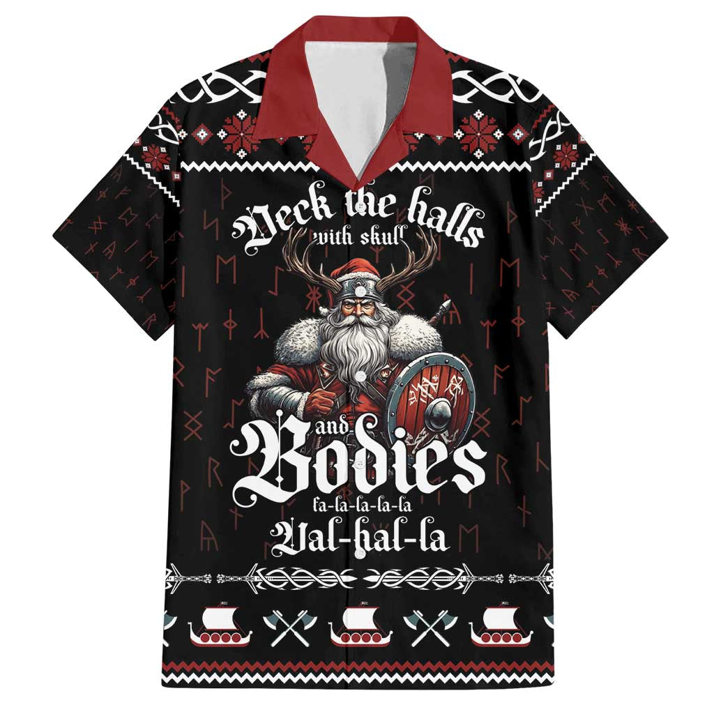 Funny Vikings Christmas Family Matching Long Sleeve Bodycon Dress and Hawaiian Shirt Falalalala Valhalla LT05 - Wonder Print Shop