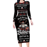 Funny Vikings Christmas Family Matching Long Sleeve Bodycon Dress and Hawaiian Shirt Falalalala Valhalla LT05 - Wonder Print Shop