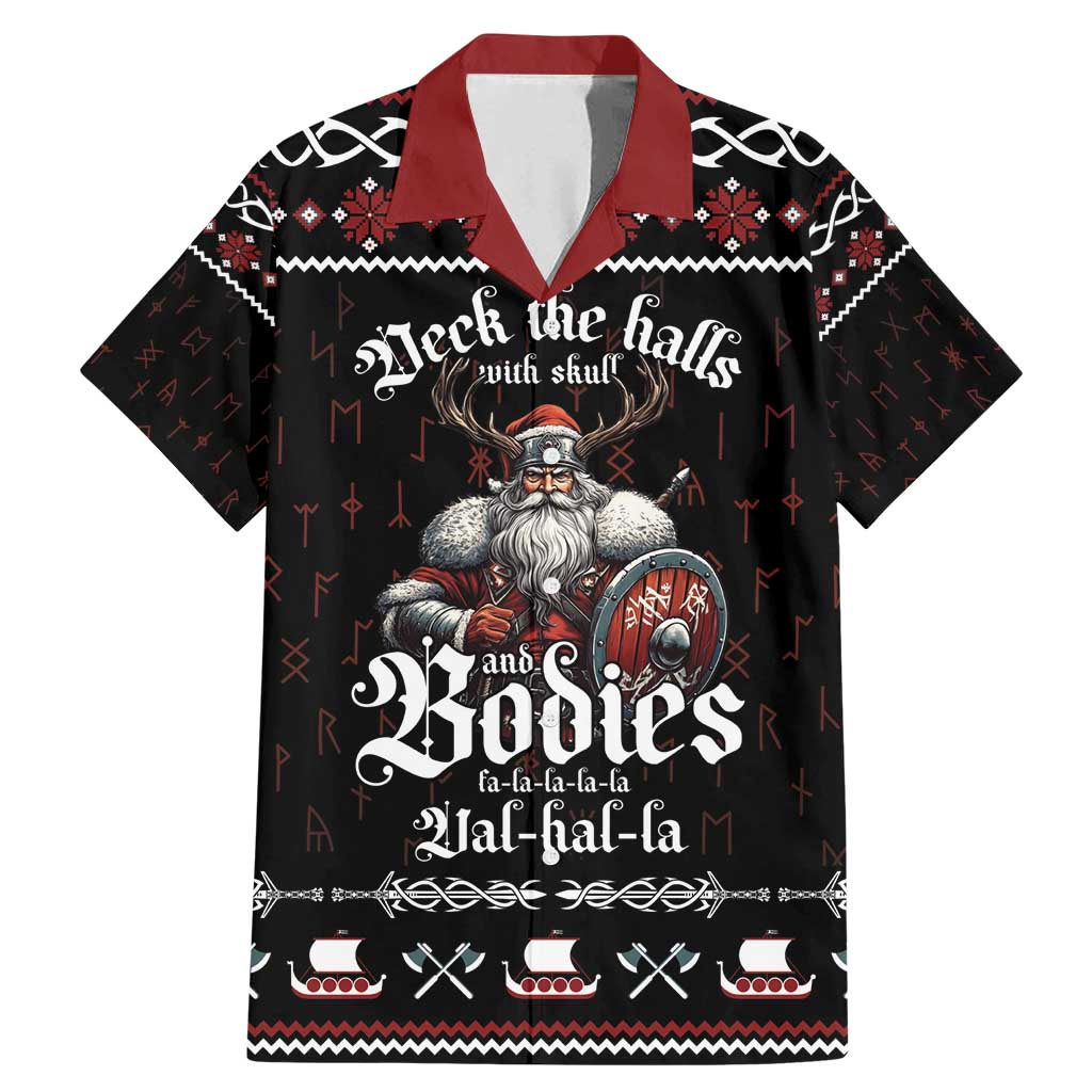 Funny Vikings Christmas Family Matching Mermaid Dress and Hawaiian Shirt Falalalala Valhalla LT05 - Wonder Print Shop