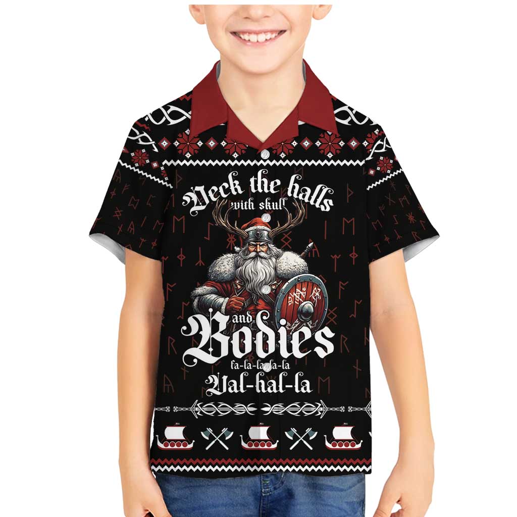 Funny Vikings Christmas Family Matching Mermaid Dress and Hawaiian Shirt Falalalala Valhalla LT05 - Wonder Print Shop