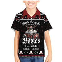 Funny Vikings Christmas Family Matching Mermaid Dress and Hawaiian Shirt Falalalala Valhalla LT05 - Wonder Print Shop