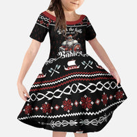 Funny Vikings Christmas Family Matching Off The Shoulder Long Sleeve Dress and Hawaiian Shirt Falalalala Valhalla LT05 - Wonder Print Shop