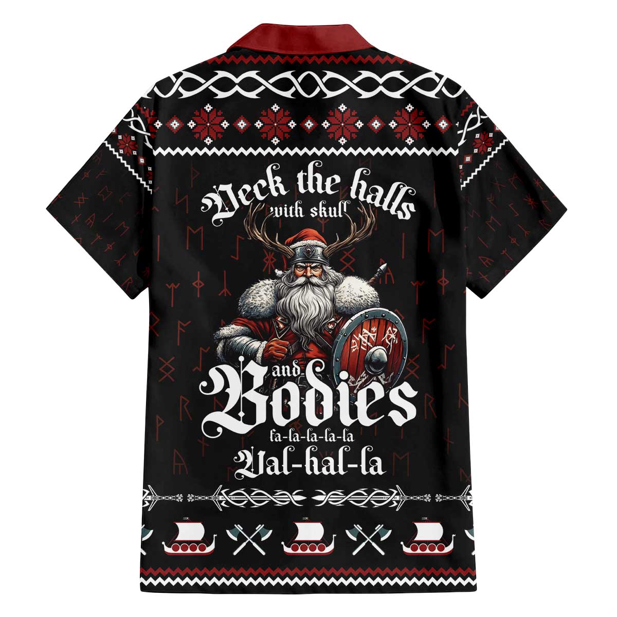 Funny Vikings Christmas Family Matching Off The Shoulder Long Sleeve Dress and Hawaiian Shirt Falalalala Valhalla LT05 - Wonder Print Shop