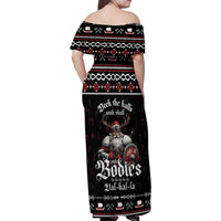 Funny Vikings Christmas Family Matching Off Shoulder Maxi Dress and Hawaiian Shirt Falalalala Valhalla LT05 - Wonder Print Shop