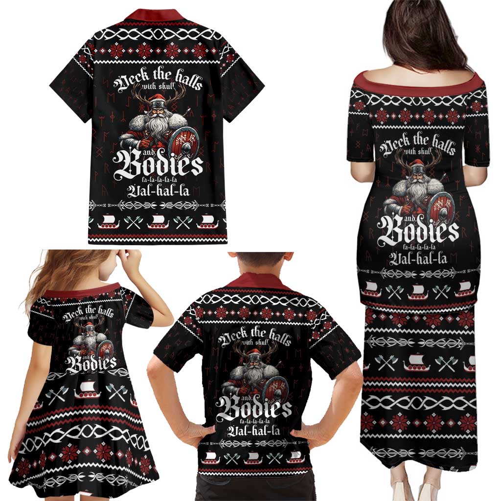 Funny Vikings Christmas Family Matching Puletasi and Hawaiian Shirt Falalalala Valhalla LT05 - Wonder Print Shop