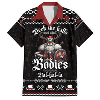 Funny Vikings Christmas Family Matching Short Sleeve Bodycon Dress and Hawaiian Shirt Falalalala Valhalla LT05 - Wonder Print Shop