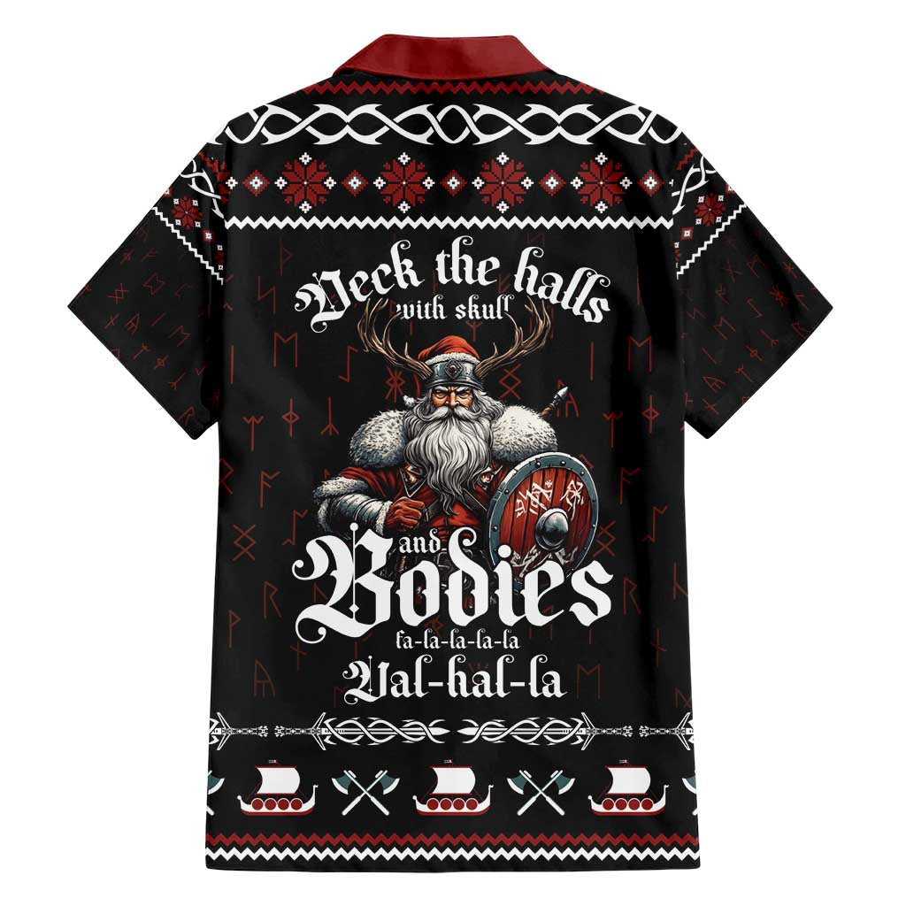 Funny Vikings Christmas Family Matching Short Sleeve Bodycon Dress and Hawaiian Shirt Falalalala Valhalla LT05 - Wonder Print Shop