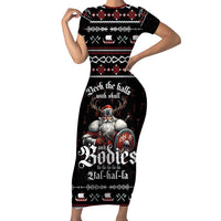 Funny Vikings Christmas Family Matching Short Sleeve Bodycon Dress and Hawaiian Shirt Falalalala Valhalla LT05 - Wonder Print Shop