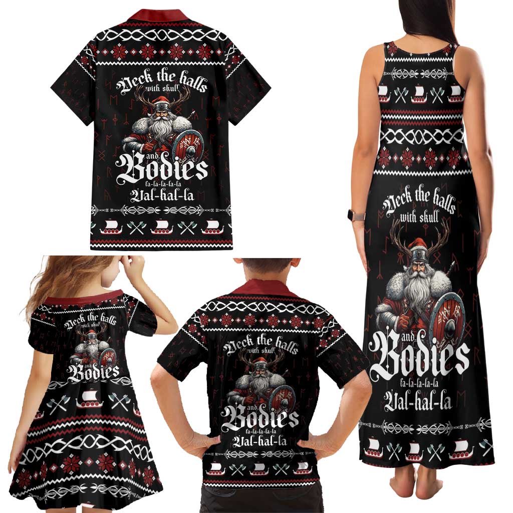 Funny Vikings Christmas Family Matching Tank Maxi Dress and Hawaiian Shirt Falalalala Valhalla LT05 - Wonder Print Shop