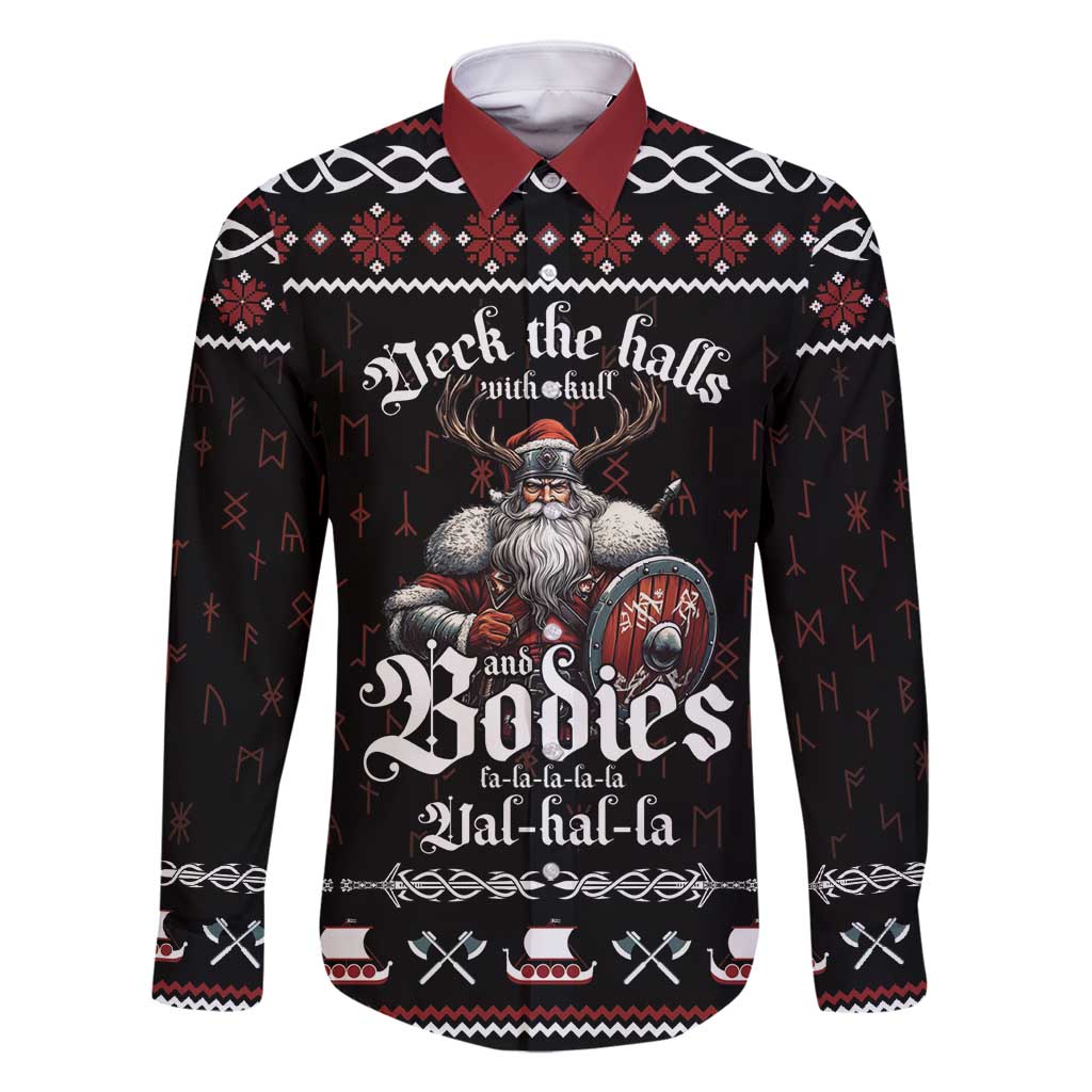 Funny Vikings Christmas Family Matching Tank Maxi Dress and Hawaiian Shirt Falalalala Valhalla LT05 - Wonder Print Shop