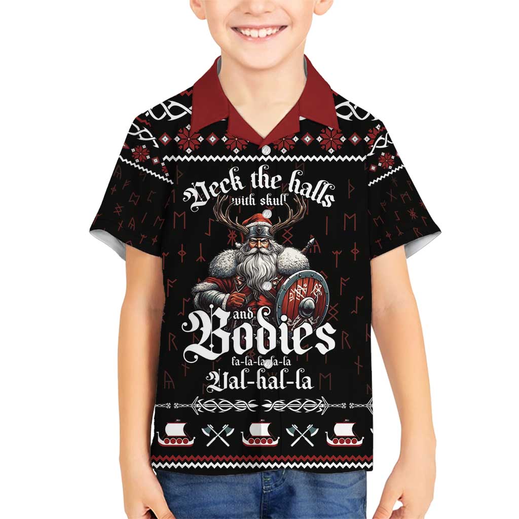 Funny Vikings Christmas Family Matching Tank Maxi Dress and Hawaiian Shirt Falalalala Valhalla LT05 - Wonder Print Shop