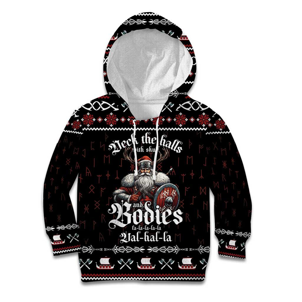 Funny Vikings Christmas Kid Hoodie Falalalala Valhalla LT05 - Wonder Print Shop