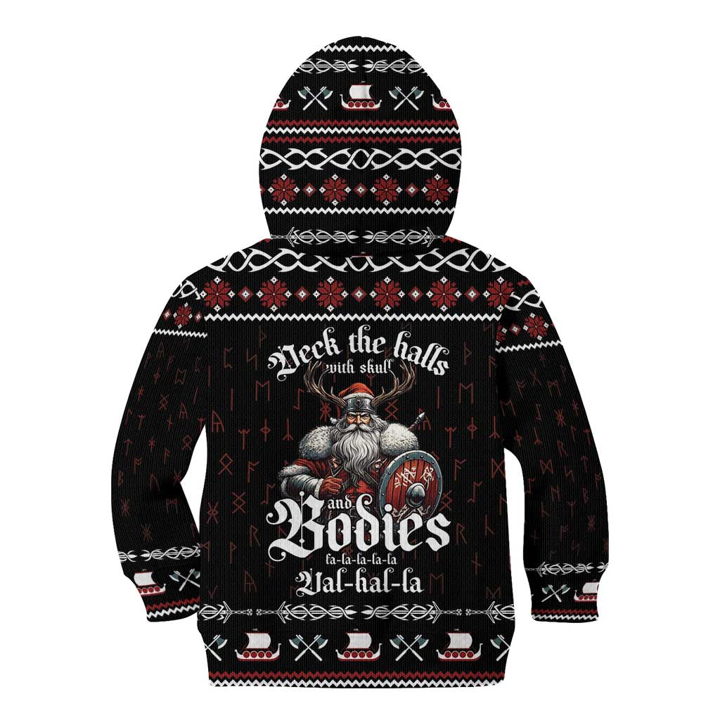 Funny Vikings Christmas Kid Hoodie Falalalala Valhalla LT05 - Wonder Print Shop