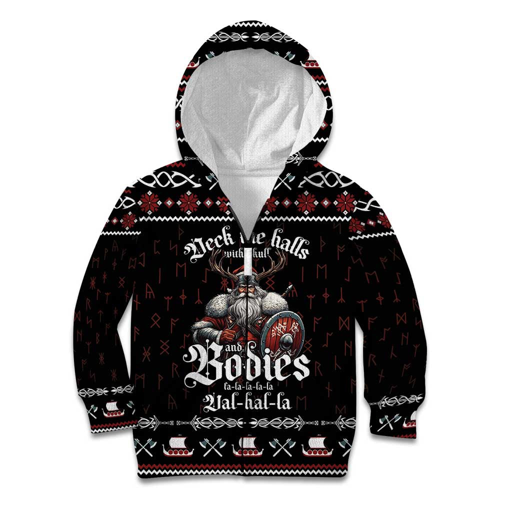 Funny Vikings Christmas Kid Hoodie Falalalala Valhalla LT05 - Wonder Print Shop