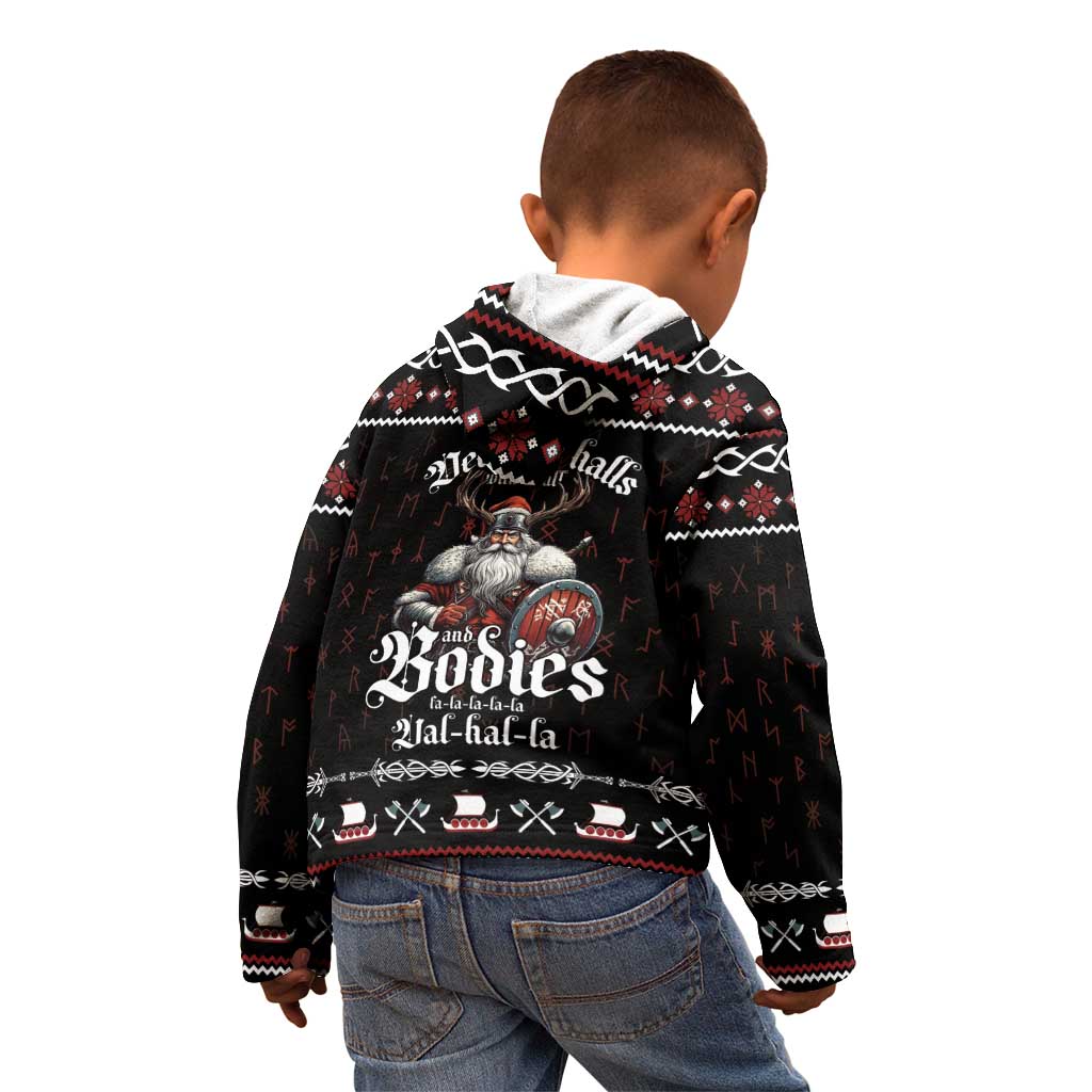 Funny Vikings Christmas Kid Hoodie Falalalala Valhalla LT05 - Wonder Print Shop