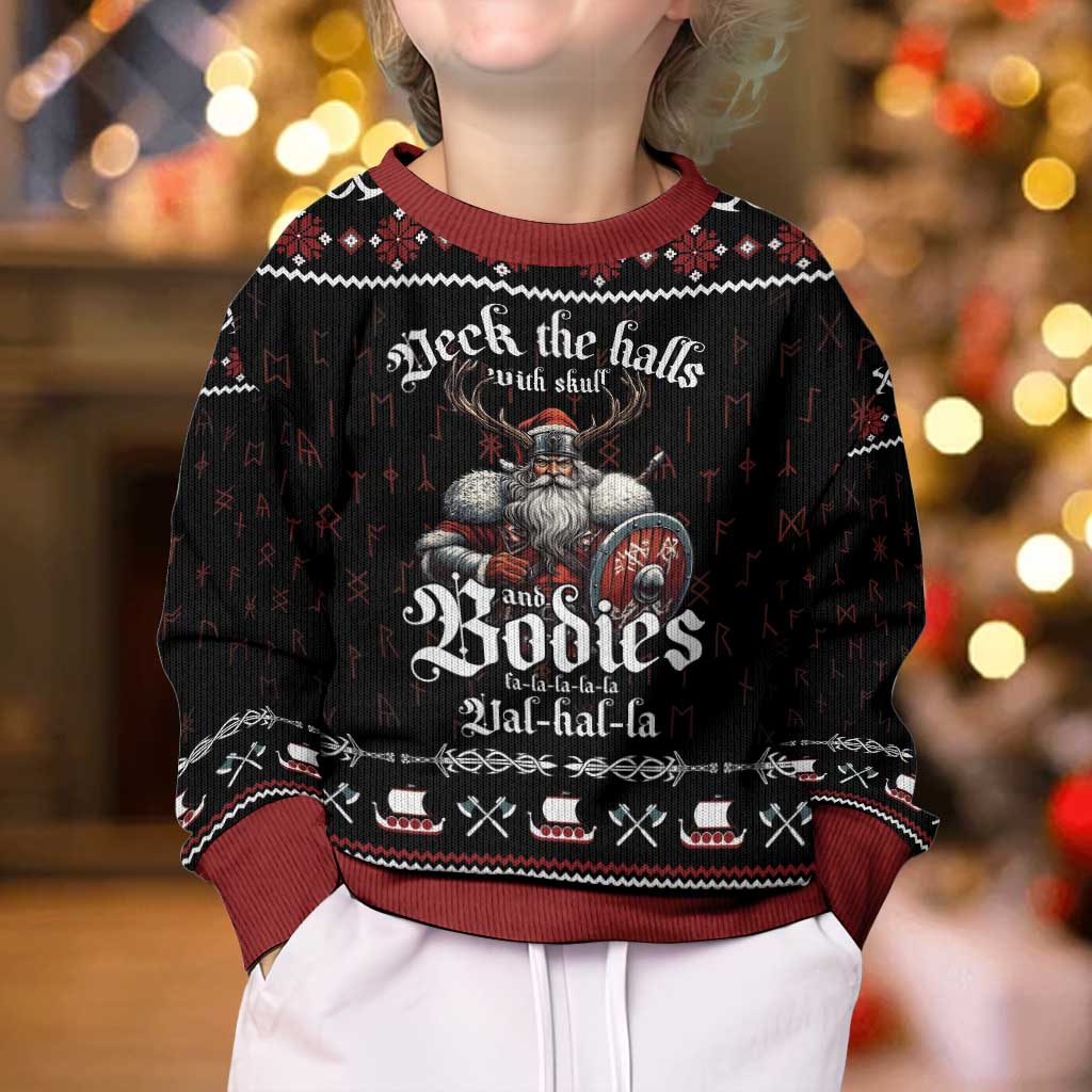 Funny Viking Christmas Kid Ugly Christmas Sweater Falalalala Valhalla LT05 - Wonder Print Shop