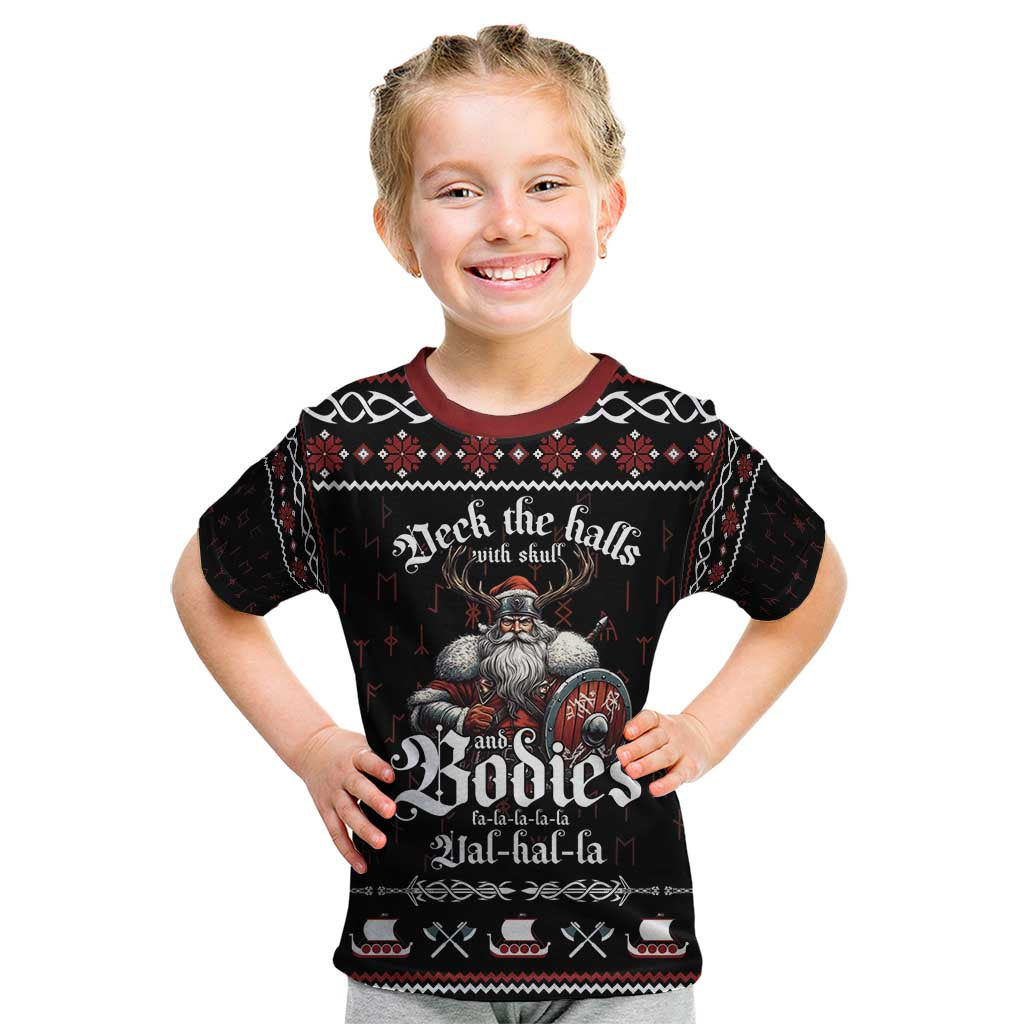 Funny Vikings Christmas Kid T Shirt Falalalala Valhalla LT05 - Wonder Print Shop
