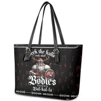 Funny Vikings Christmas Leather Tote Bag Falalalala Valhalla LT05 - Wonder Print Shop