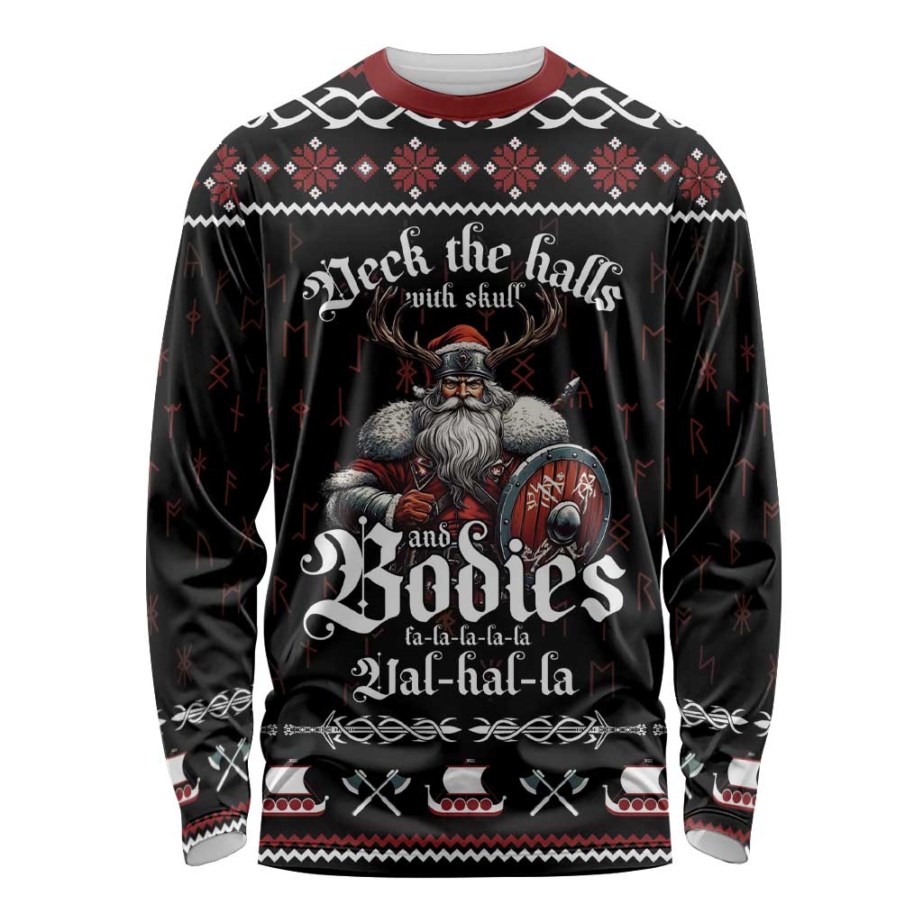 Funny Vikings Christmas Long Sleeve Shirt Falalalala Valhalla LT05 - Wonder Print Shop