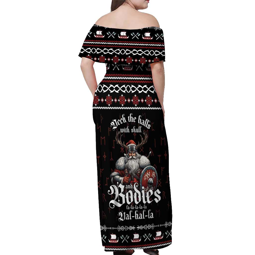 Funny Vikings Christmas Off Shoulder Maxi Dress Falalalala Valhalla LT05 - Wonder Print Shop
