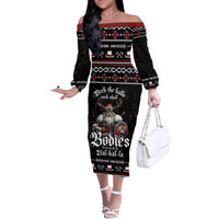 Funny Vikings Christmas Off The Shoulder Long Sleeve Dress Falalalala Valhalla LT05 - Wonder Print Shop