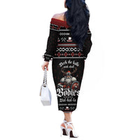 Funny Vikings Christmas Off The Shoulder Long Sleeve Dress Falalalala Valhalla LT05 - Wonder Print Shop