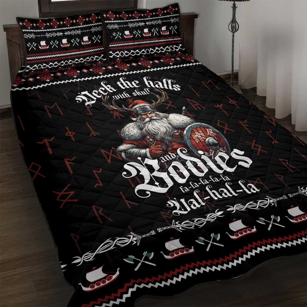 Funny Vikings Christmas Quilt Bed Set Falalalala Valhalla LT05 - Wonder Print Shop