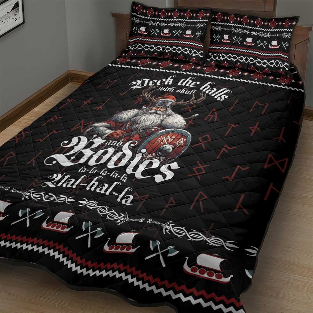 Funny Vikings Christmas Quilt Bed Set Falalalala Valhalla LT05 - Wonder Print Shop