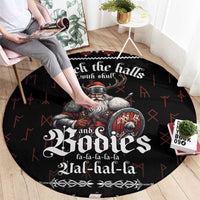 Funny Vikings Christmas Round Carpet Falalalala Valhalla
