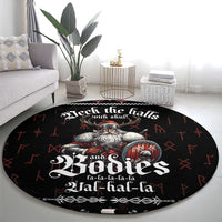 Funny Vikings Christmas Round Carpet Falalalala Valhalla