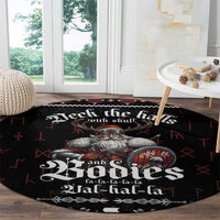 Funny Vikings Christmas Round Carpet Falalalala Valhalla