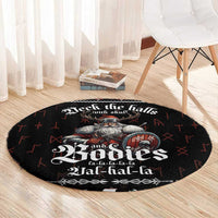 Funny Vikings Christmas Round Carpet Falalalala Valhalla