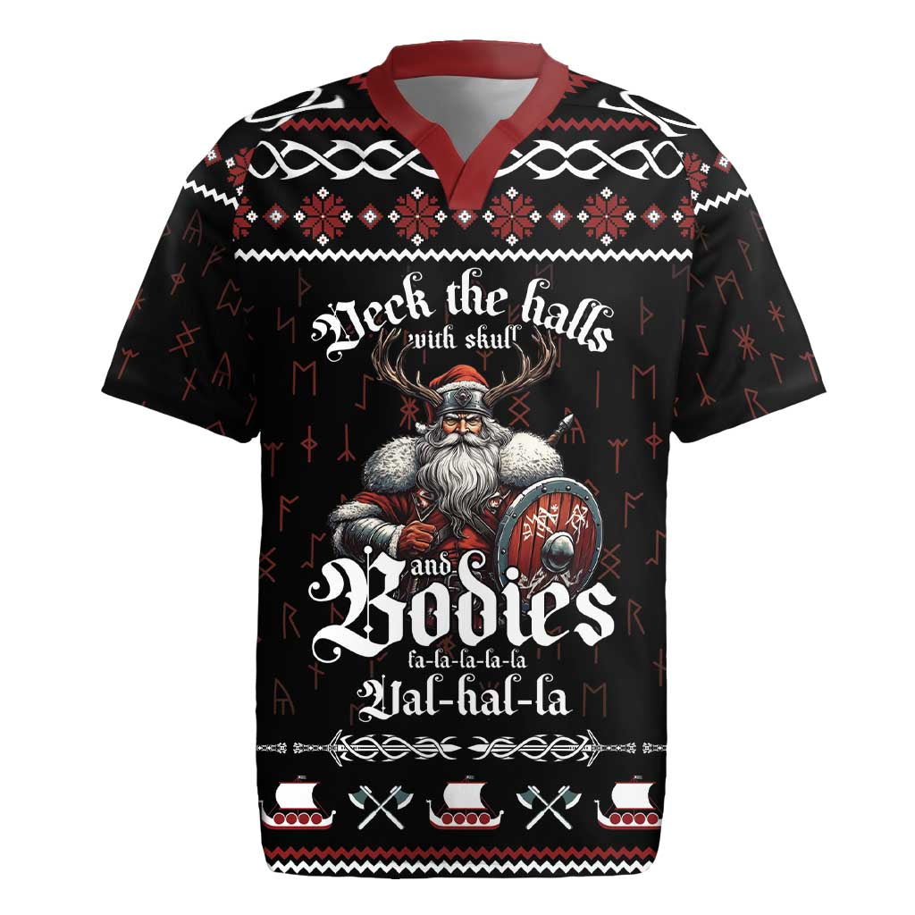 Funny Vikings Christmas Rugby Jersey Falalalala Valhalla LT05 - Wonder Print Shop